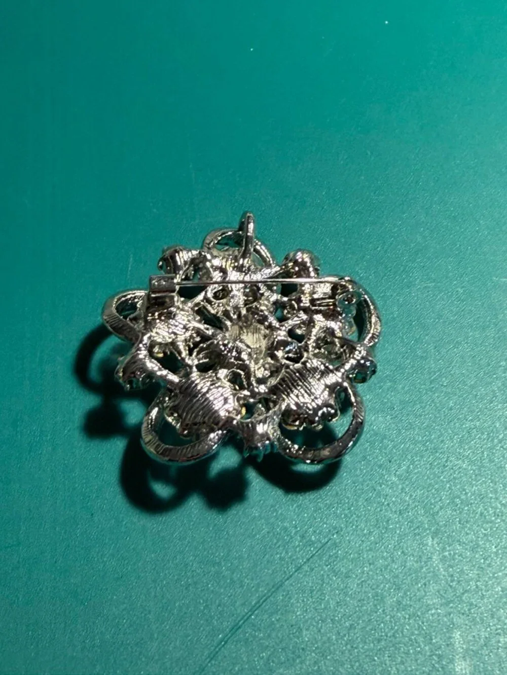 Vintage Rhinestone Floral Brooch